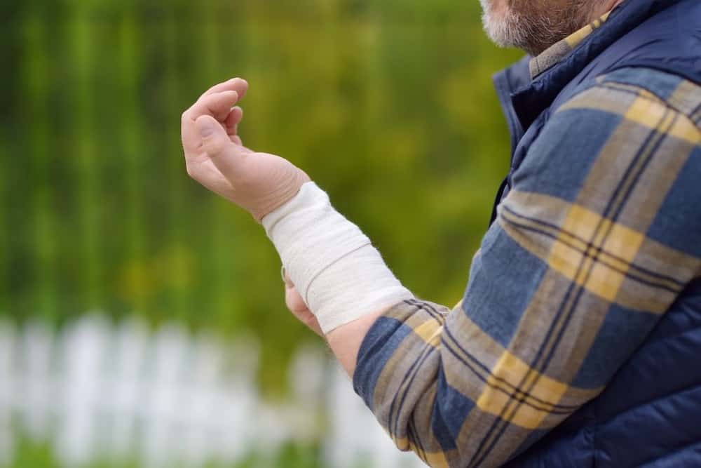 bandaged wrist represents a personal injury